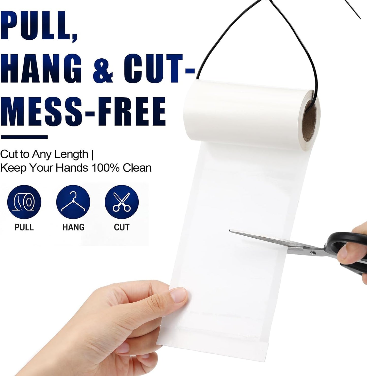 2 Roll Sticky Fly Tape 30 ft x 4 Inch Each Roll Hanging White Fly Paper with Strip Indoor Outdoor Non Toxic Fruit Gnat Killer for Kitchen, Restaurant, Garage, Patio, Horse Stable, Pet Areas