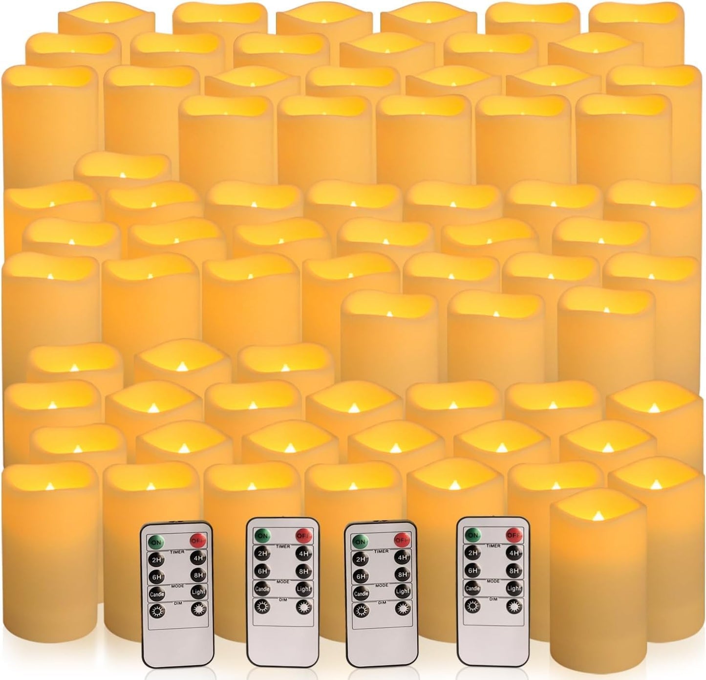 Enpornk Flameless Battery Operated Outdoor Waterproof Set of 12(D: 3" x H: 3" 4" 5" 6") Pillar LED Candles with 10-Key Remote and Cycling 24 Hours Timer