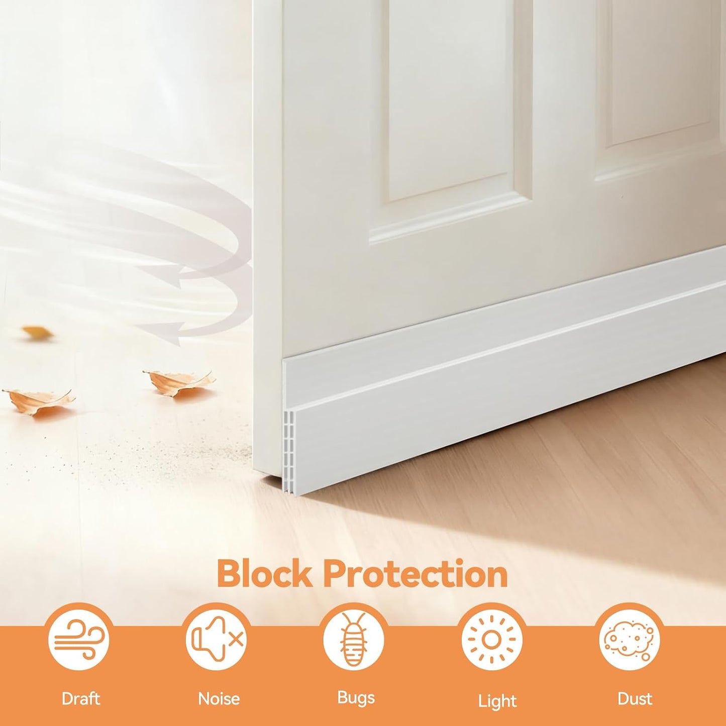 Door Draft Stopper, Ohuhu 39"L x 2"W Silicone Weather Stripping Under Door Seal for Exterior Interior Doors, 1" Widened Strong Adhesive, Soundproof Door Sweep Strip to Block Cold, Noise, Light Pests