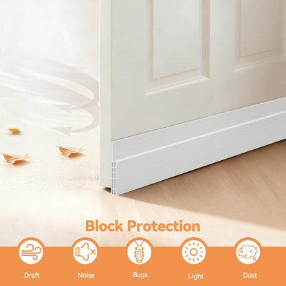 Door Draft Stopper, Ohuhu 39"L x 2"W Silicone Weather Stripping Under Door Seal for Exterior Interior Doors, 1" Widened Strong Adhesive, Soundproof Door Sweep Strip to Block Cold, Noise, Light Pests
