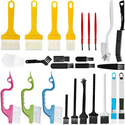 26PCS Crevice Cleaning Brush Set, Hard Bristle Tools for Tile Grout, Window Tracks, Bathroom/Kitchen Deep Cleaning – Versatile Brushes for Tight Gaps, Sinks, Toilets & Narrow Spaces