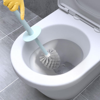 Topsky 2 Pack Compact Toilet Brush & Holder Set, Plastic Round Barrel Loo Brush with 2 Replacement Toilet Brush Head, Durable for Bathroom Toilet, Gray