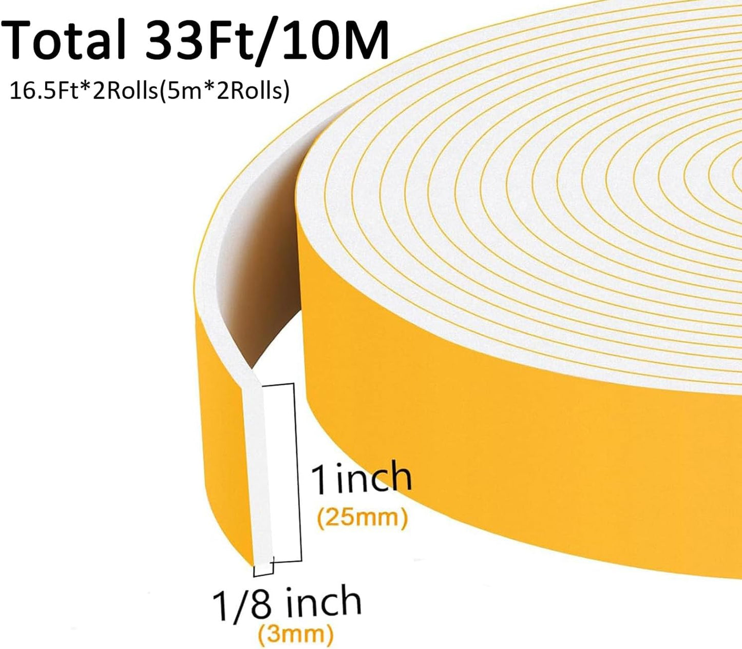 Upgraded Strong Adhesive Foam Weather Stripping Door Seal Insulation Tape for Insulating Door,Window, Air Conditioner Noise-Reduction Self Adhesive Sealing Weatherstrip (1 in x 1/2 in x 10 Ft) - Colors B