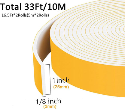 Upgraded Strong Adhesive Foam Weather Stripping Door Seal Insulation Tape for Insulating Door,Window, Air Conditioner Noise-Reduction Self Adhesive Sealing Weatherstrip (1 in x 1/2 in x 10 Ft) - Colors B