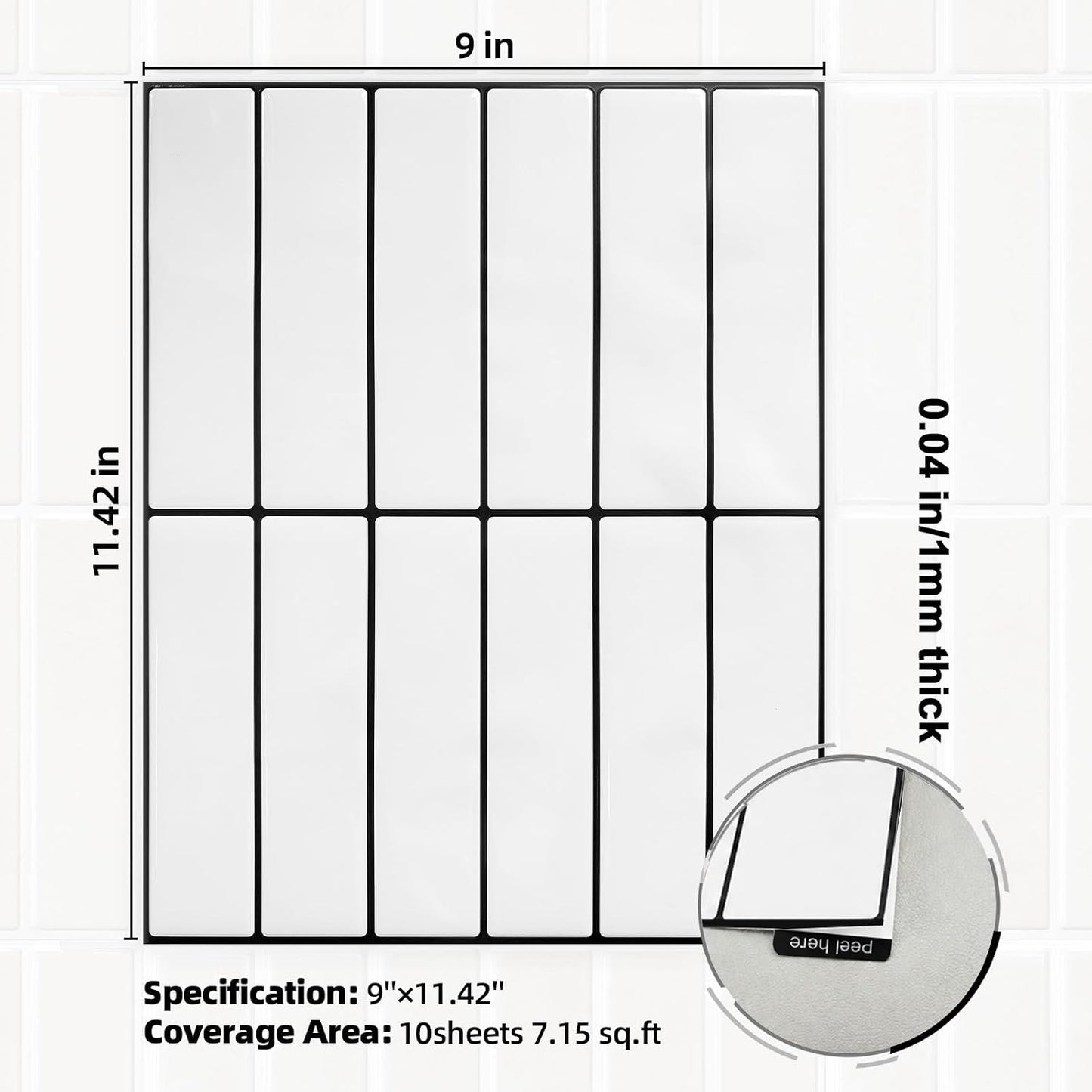 Peel and Stick Backsplash Tile for Kitchen, 10 Sheets, 11.42''x9'' | Beige Gray 3D Self Adhesive Wall Tile Back Splash for Kitchen, Bathroom, Laundry Room