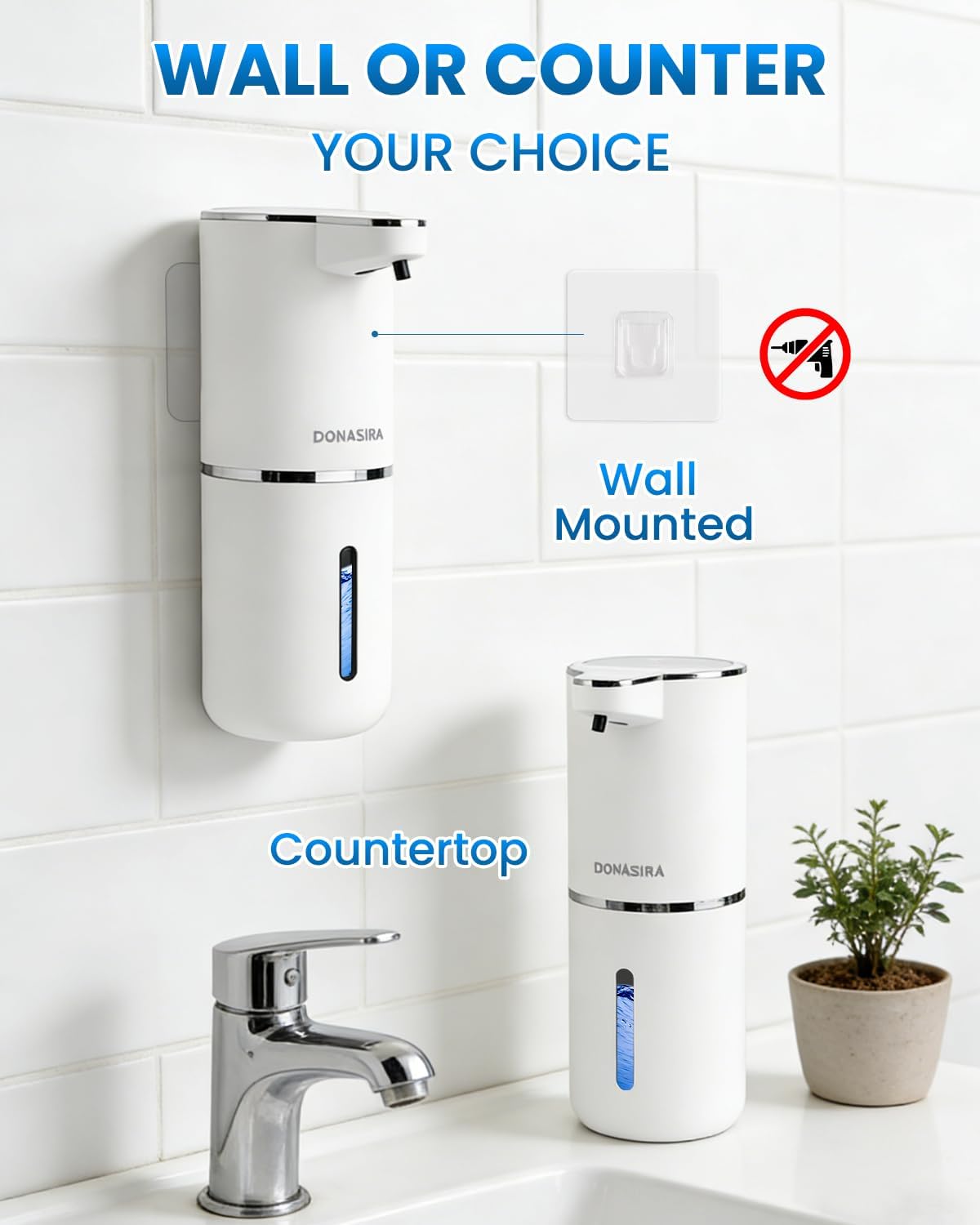Automatic Liquid Soap Dispenser Touchless, USB Rechargeable Hand Soap Dispenser, 4 Adjustable Volume Levels, IPX5 Waterproof, 12.8oz/380ml Wall Mounted for Bathroom Kitchen Countertop, White