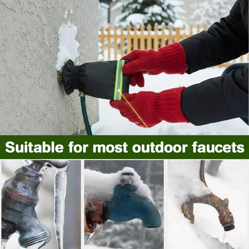 Outdoor Faucet Covers for Winter 2/4Pack - 8.3" x 5.9" Insulated Freeze Protection Spigot Covers, Waterproof Hose Bib Cover for Winterizing Outdoor Pipes, Universal Fit Faucet Protector (2PC-Black)