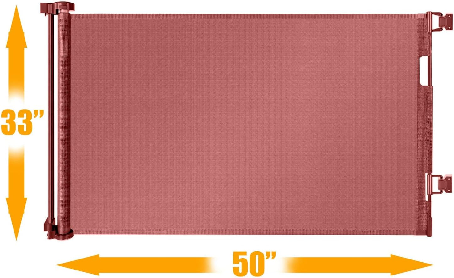 33” Tall X 50” Wide Retractable Baby Gates for Doorways One-Hand Easy Operation Retractable Dog Gate Outdoor Scratch-Resistance Mesh Pet Gate Indoor 4.17Ft Long Doggy Gates for Inside Dog Fence, Brown