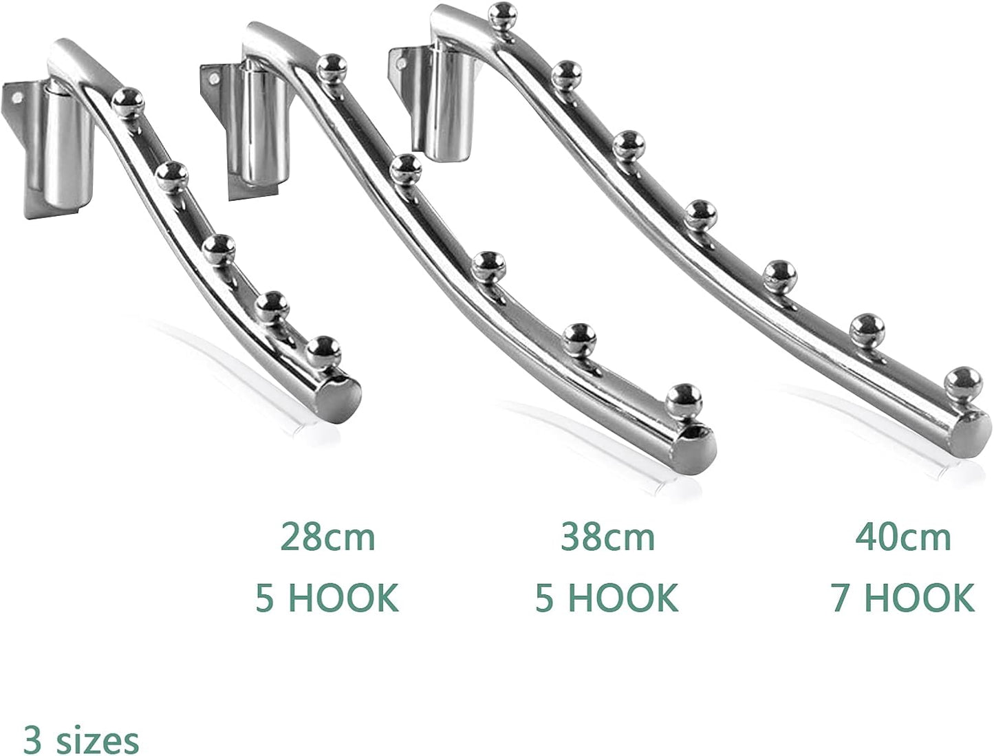 Mounted Folding Clothes Hanger Rack, Stainless Steel Laundry Hanger Dryer Rack with Swing Arm Holder Space Saving Clothes Hook Closet Storage Organizer Heavy Duty Drying Rack with 7 Hooks Coat Rack