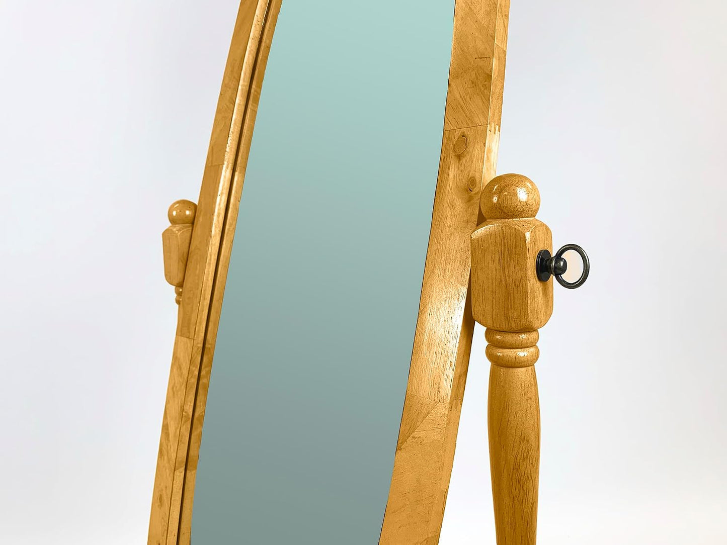 GTU Furniture Swivel Adjustable Full-Length Oval Wood Cheval Stand Floor Mirror(Pink)