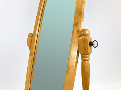 GTU Furniture Swivel Adjustable Full-Length Oval Wood Cheval Stand Floor Mirror(Pink)