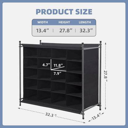 STORAGE MANIAC Stackable Shoe Cubby Organizer, Free Standing Shoe Cube Rack for Entryway, Bedroom, Apartment, Closet, 20-Cube Gray