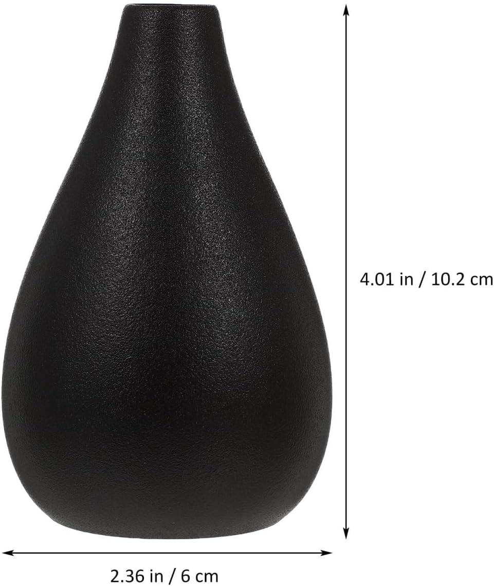 VOSAREA Small Black Vase Set of 2 Rustic Ceramic Flower Vases for Home Decor Minimalist Tabletop Accent for Desk Bookshelf Windowsill 4.13 X 4.72 X 2.36 in