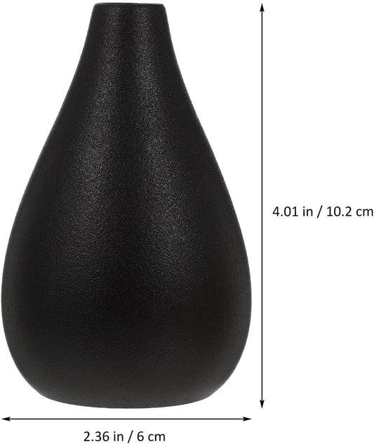 VOSAREA Small Black Vase Set of 2 Rustic Ceramic Flower Vases for Home Decor Minimalist Tabletop Accent for Desk Bookshelf Windowsill 4.13 X 4.72 X 2.36 in