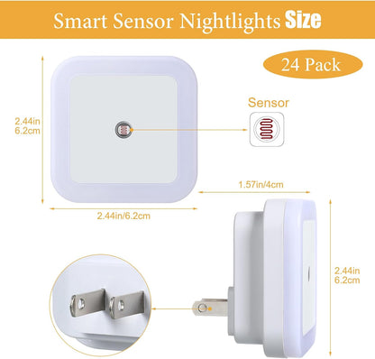 Tuanse 48 Pack LED Night Lights Plug into Wall Smart Sensor Sensor Automatic Night Lamp Nightlights Accessories for Bedroom Bathroom Toilet Stairs Kitchen Hallway(White)
