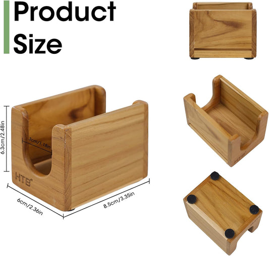 HTB Sponge Holder for Kitchen Sink,Teak Wood Dish Sponge Caddy Rack Tray Stand with Drain,Kitchen Sink Storage Organizer Countertop