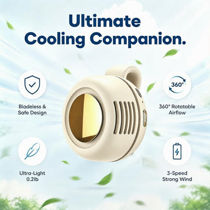 Clip On Fan, Portable Silent Mini Bladeless Personal Fan, 3-Speed 360° Rotatable Small Clip Fan for Shirt Waist, Hands-Free Wearable Fan for Outdoor Travel Office