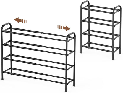 Gonfoam Shoe Rack for Closet, Expandable Shoe Organizer Storage Shelf, Adjustable Metal Free Standing Small Closet Shoe Rack for Entryway, Doorway (2-Tier Black)
