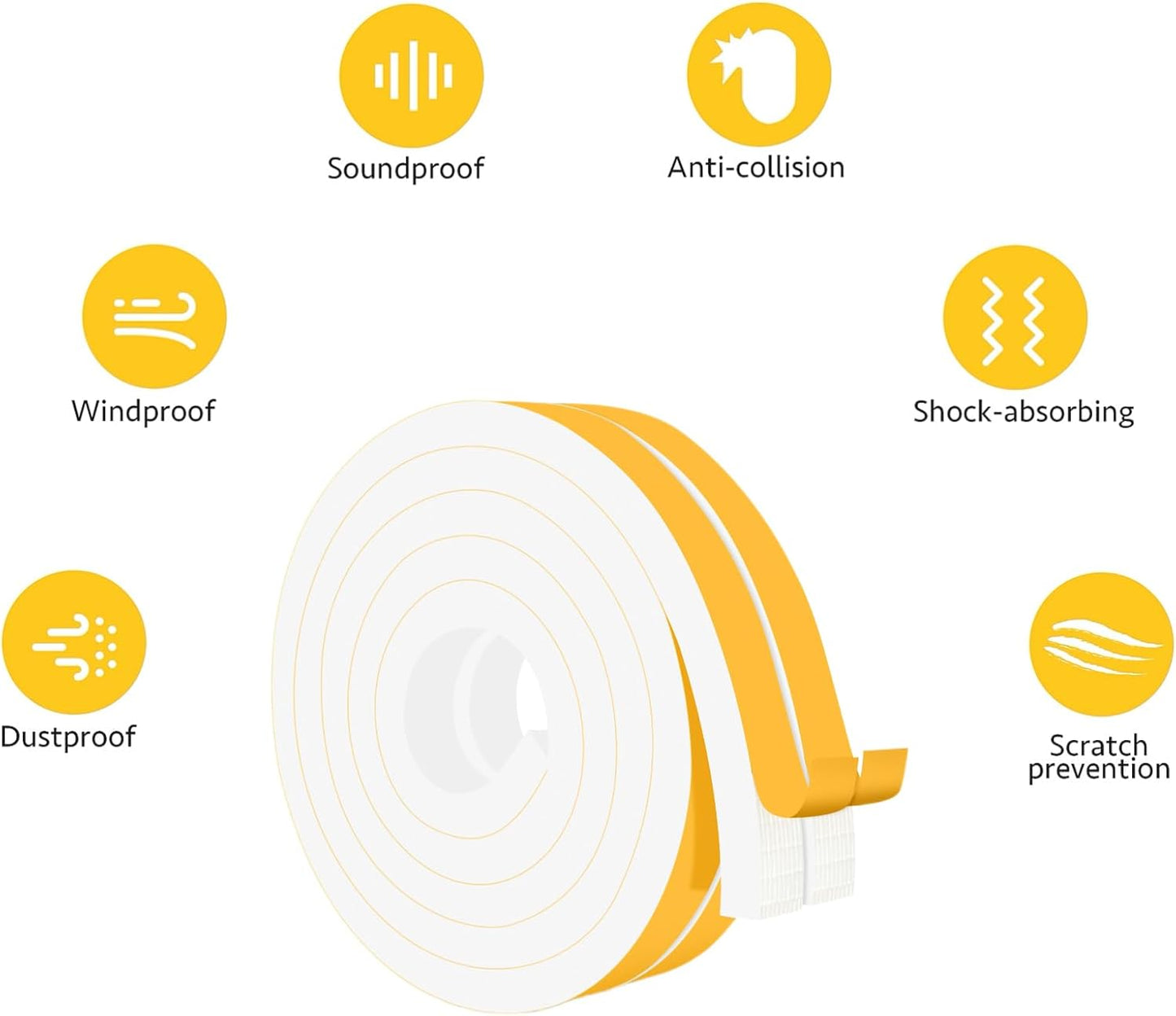 Upgraded Strong Adhesive Foam Weather Stripping Door Seal Insulation Tape for Insulating Door,Window, Air Conditioner Noise-Reduction Self Adhesive Sealing Weatherstrip (1 in x 1/2 in x 10 Ft) - Colors A