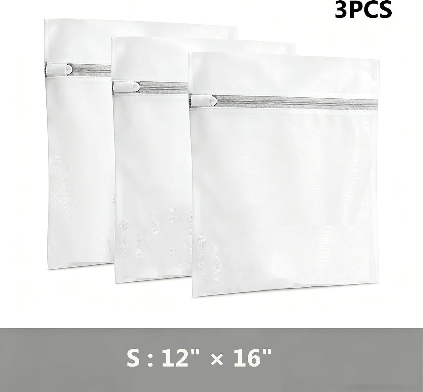 3Pcs Mesh Laundry Bags with Sturdy Zipper,washing Bags for Washing Delicates,Protect Clothes in Washing Machine for Home, College & Dorm (3 Medium)