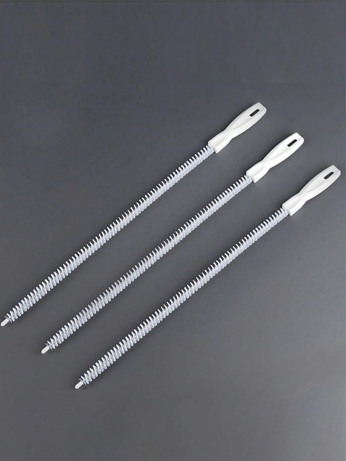 3 Pcs Flexible Plastic Drain Clog Remover Tool Kit 25 Inch Hair Snake Catcher with Long Pipe Cleaning Brush for Bathroom Sink Bathtub Shower Kitchen Plumbing Relief (White)