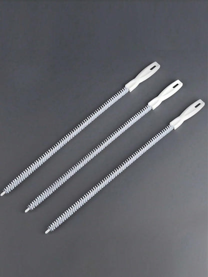 3 Pcs Flexible Plastic Drain Clog Remover Tool Kit 25 Inch Hair Snake Catcher with Long Pipe Cleaning Brush for Bathroom Sink Bathtub Shower Kitchen Plumbing Relief (White)