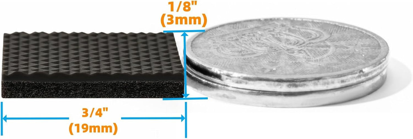 Non Slip Furniture Pads 1/2" x 3" Rubber Strips Self Adhesive Furniture Grippers Chair Leg Pads Rubber Chair Feet Anti Scratches Non Skid Furniture Pad Floor Protectors, 40 Pcs Rectangle