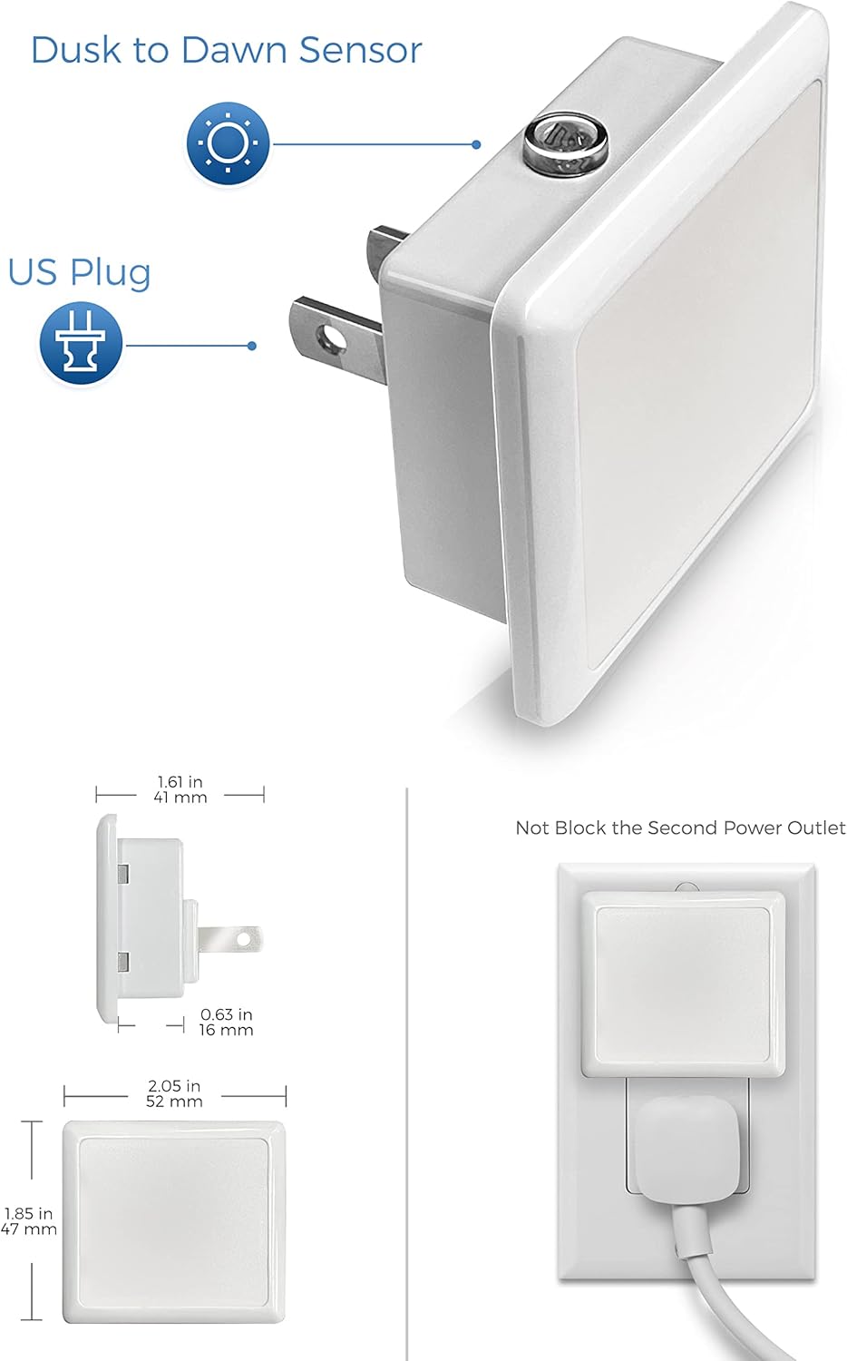 L LOHAS LED Night Light,Night Lights Plug into Wall, [6-Pack] Plug in Night Light, Dusk-to-Dawn Sensor, 3000K Soft White 0.3W Bright Nightlight Auto-On/Off for Adults Kids Bedroom Bathroom Hallway