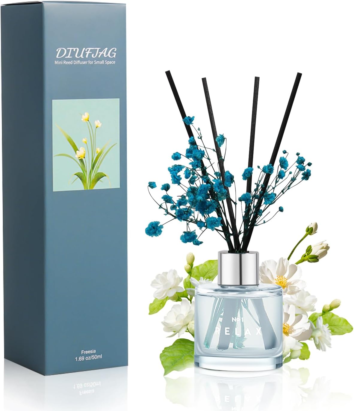 3 Pack Fragrance Reed Diffuser, 50ML Lavender Jasmine Lemongrass Aromatherapy Diffuser Set with 12 Black Fiber Sticks,Air Freshener for Bedroom Bathroom Office, 8.2X 6.6X 2.1 inch