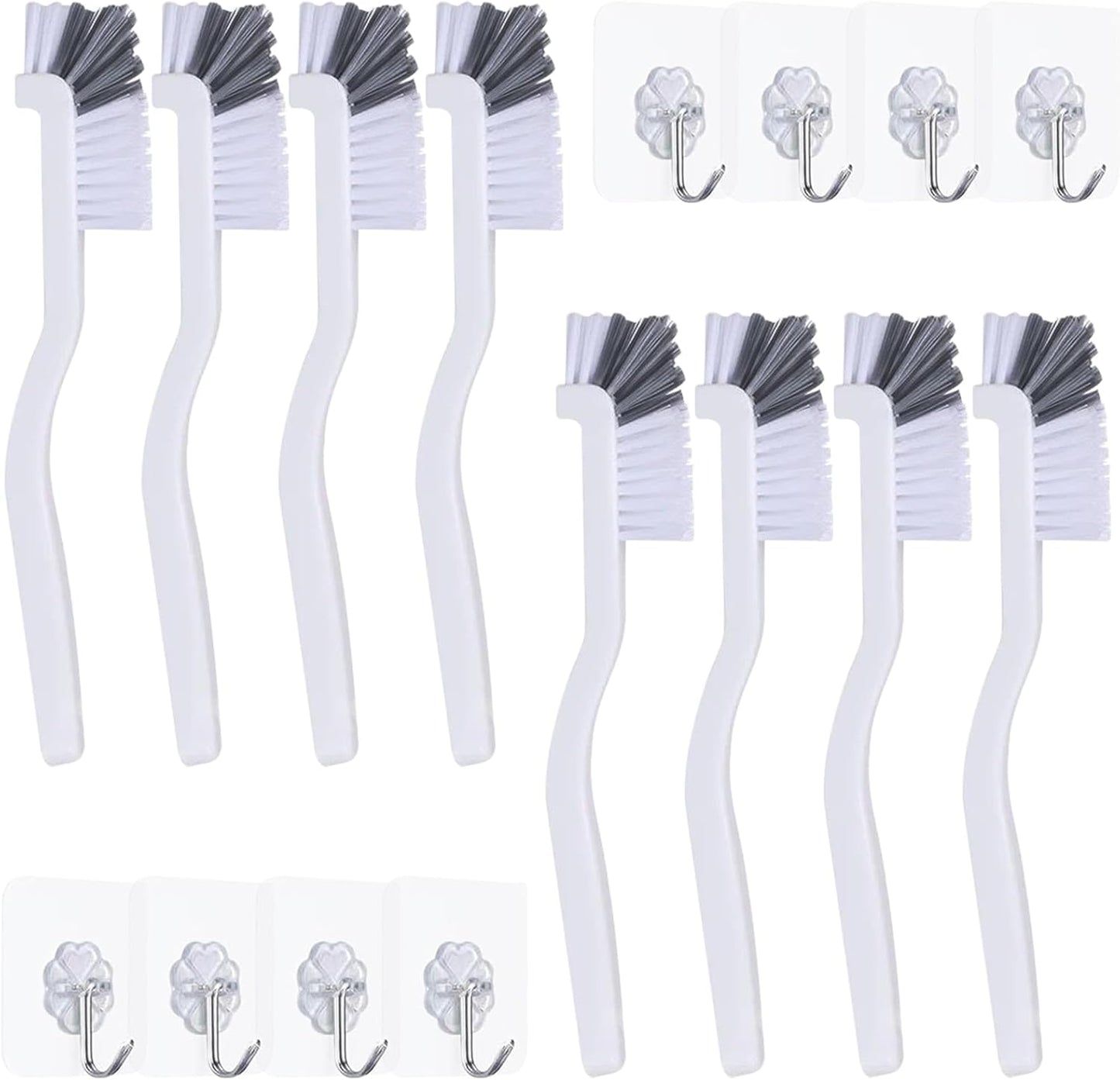 Dish Scrub Brush 8PCS Small Scrub Brush Nylon Gap Cleaning Brush for Household Use on Bathroom, Kitchen, Tile Floors, Sink, Grooves, Window Tracks (8 Brushes + 8 Hooks)