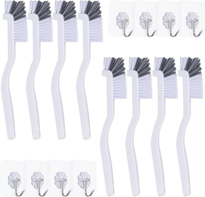 Dish Scrub Brush 8PCS Small Scrub Brush Nylon Gap Cleaning Brush for Household Use on Bathroom, Kitchen, Tile Floors, Sink, Grooves, Window Tracks (8 Brushes + 8 Hooks)