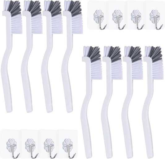 Dish Scrub Brush 8PCS Small Scrub Brush Nylon Gap Cleaning Brush for Household Use on Bathroom, Kitchen, Tile Floors, Sink, Grooves, Window Tracks (8 Brushes + 8 Hooks)