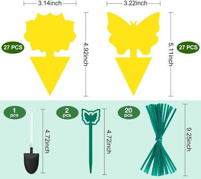 Yellow Sticky Fruit Fly Trap 54 Pack, Gnat Traps for Indoor House Plants | Catches Fungus Gnats, Fruit Fly, Whitefly, Aphid, Leaf Miner, No Harm & Odorless, Safe For Indoor Garden & Outdoor Plant Use