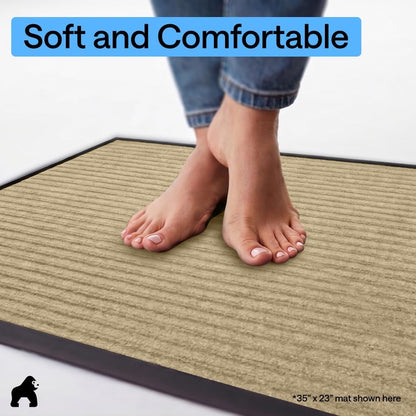 GORILLA GRIP Waterproof Traffic Guard Door Mat, Heavy Duty Entryway Mats, Strong Backing Commercial Utility Rugs for Office Hallway, Garage Floor and Home, Low Profile Carpet Runner, 29x17, Black