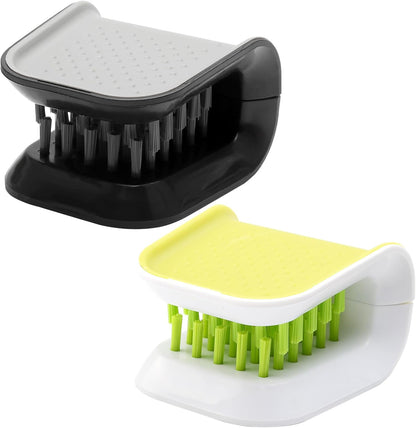 Knife Cleaning Brush, 2 Pack U-Shaped Blade Brush for Sharp Knives, Double-Sided Cutlery Cleaner for Chopsticks Forks, Non-Slip Kitchen Utensil Wash Tool, Dishwasher Safe
