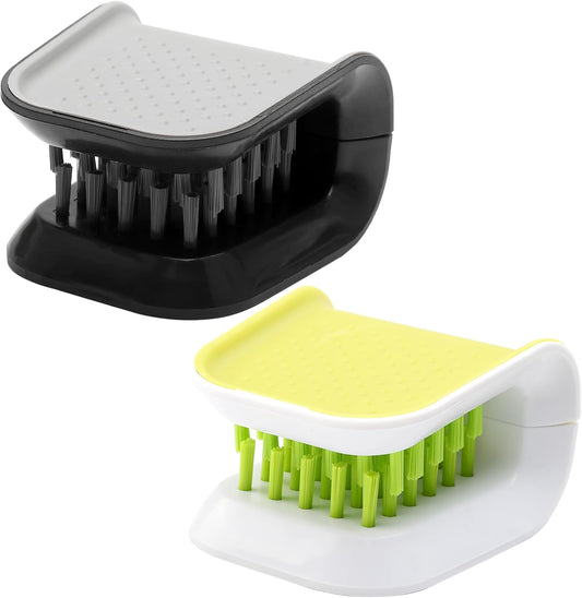 Knife Cleaning Brush, 2 Pack U-Shaped Blade Brush for Sharp Knives, Double-Sided Cutlery Cleaner for Chopsticks Forks, Non-Slip Kitchen Utensil Wash Tool, Dishwasher Safe