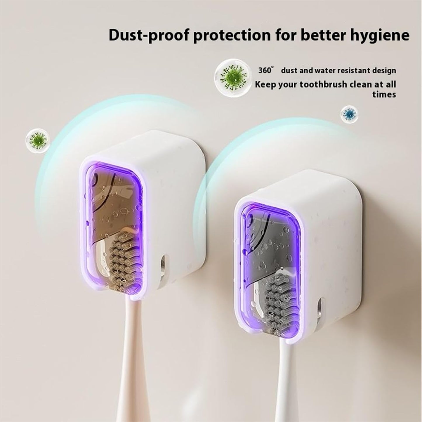 2 Pcs Toothbrush Holders for Bathroom, Toothbrush Holder Wall Mounted with Cover - Moisture-Proof and Dust-Proof Toothbrush Storage Organizer for Family & Travel