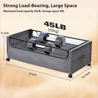 FOUCSSOMEI Under Bed Storage with Wheels, Under The Bed Storage Drawers On Wheels, Rolling Underbed Drawers, Lockable, Heavy Duty