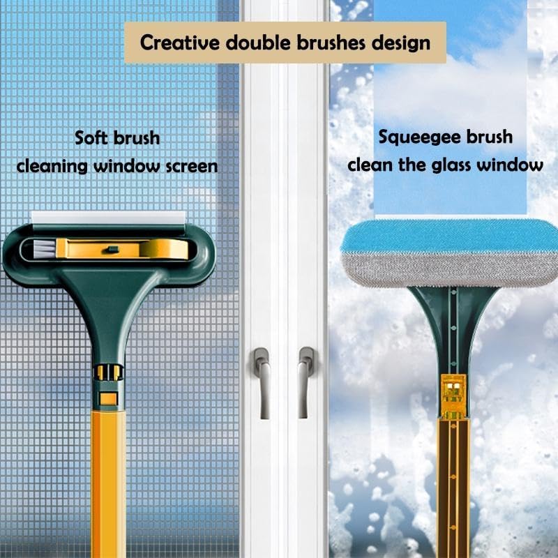 Window Screen Cleaning Brush - 2 in 1 Net Screen Cleaner Tool with Squeegee, Mesh Screen Cleaner, Multi-Purpose Cleaning Brush for Patio Door Porch Screens (1, Blue)