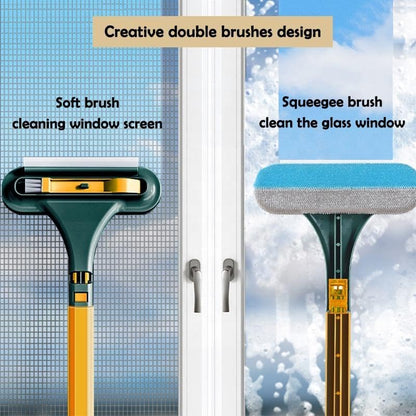 Window Screen Cleaning Brush - 2 in 1 Net Screen Cleaner Tool with Squeegee, Mesh Screen Cleaner, Multi-Purpose Cleaning Brush for Patio Door Porch Screens (1, Blue)