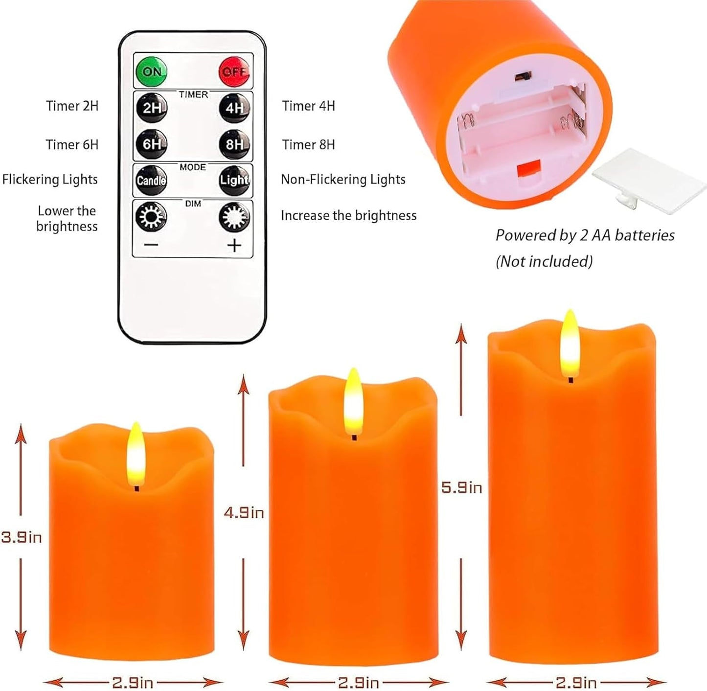 Flameless Candles Lights, Set of 3 Flickering LED Candles with Remote & Timer, Dimmable Electric Pillar Candles Battery Operated, Green Candles for Home St. Patrick’s Day Christmas Decor (Green)