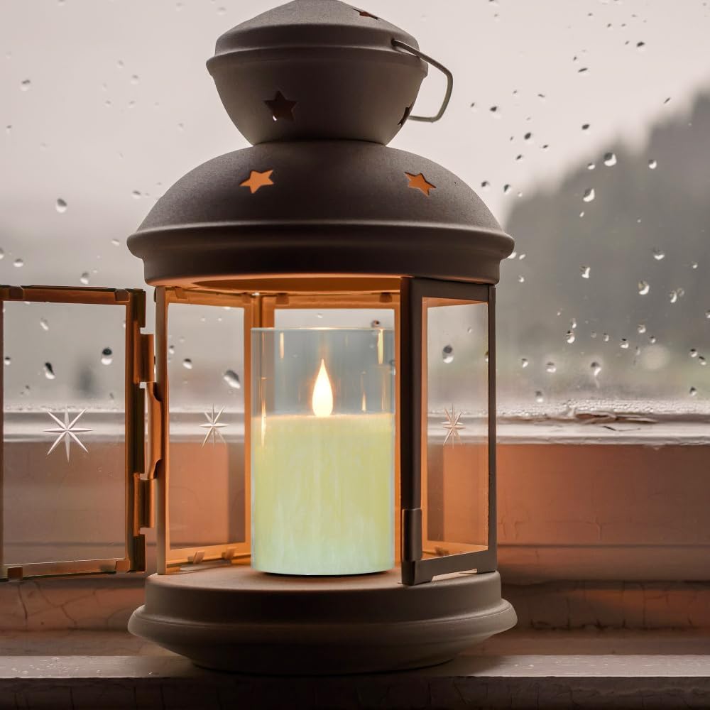 Flameless Flickering Battery Operated Candles D2.2''*H4 5" 6" 7" 8" 9" Set of 9 Ivory Real Wax Pillar LED Candles with 10-Key Remote and Cycling 24 Hours Timer (Ivory)