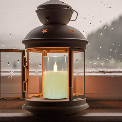 Flameless Flickering Battery Operated Candles D2.2''*H4 5" 6" 7" 8" 9" Set of 9 Ivory Real Wax Pillar LED Candles with 10-Key Remote and Cycling 24 Hours Timer (Ivory)