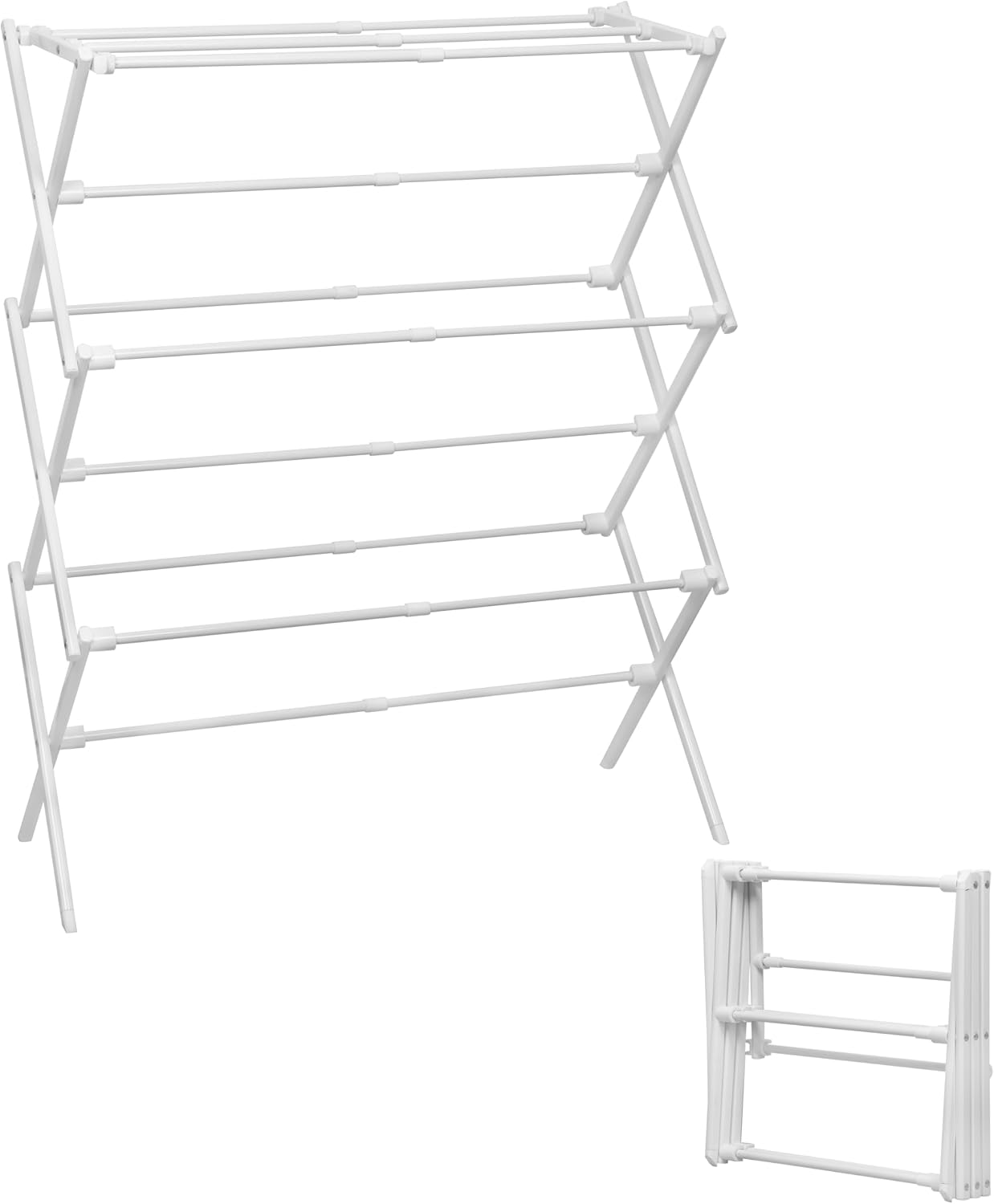 3-Tier Metal Folding Clothes Drying Rack, Laundry Drying Rack Clothing | Collapsible Dryer Racks for Laundry | Indoor & Outdoor,Black