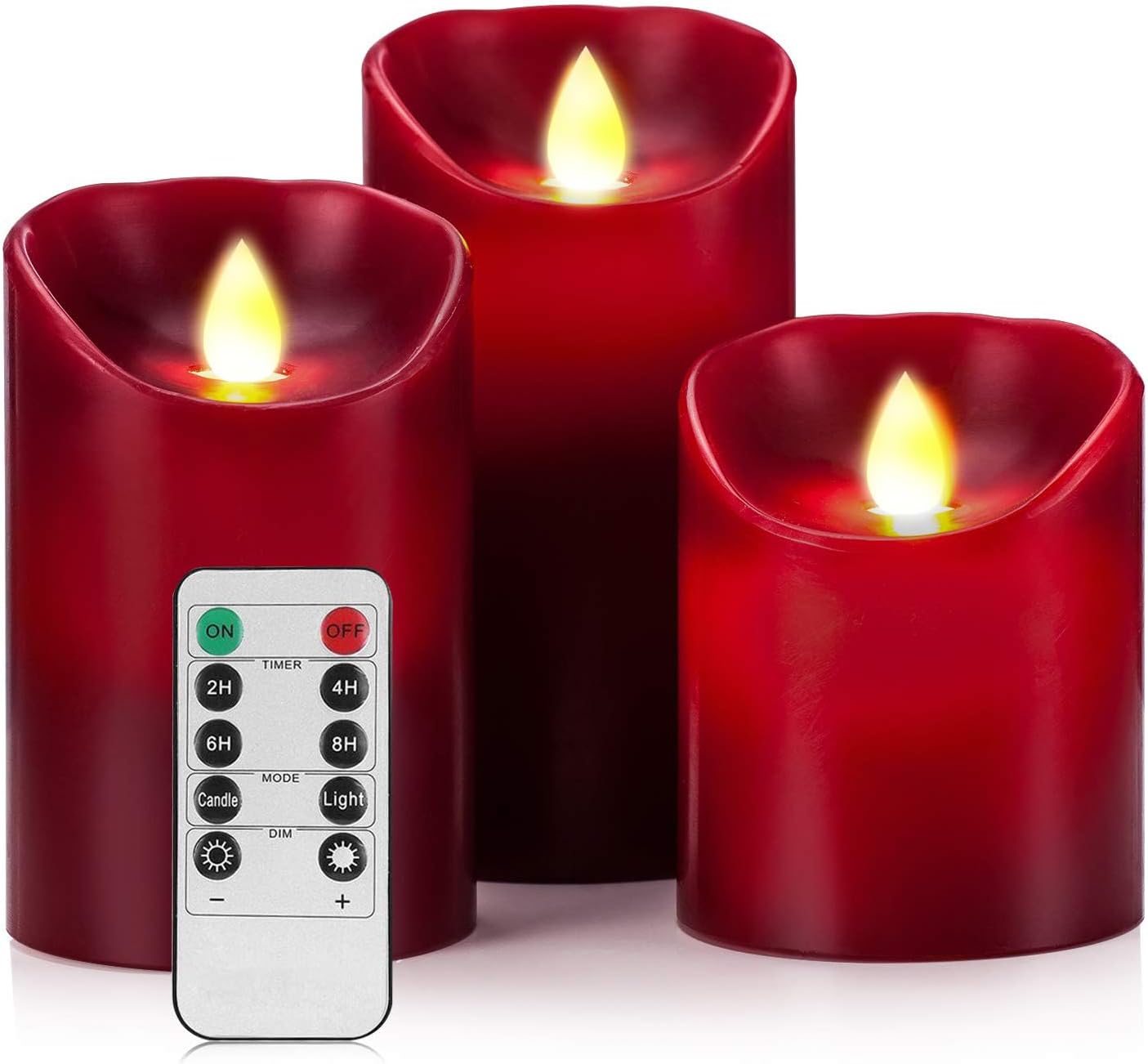Enpornk Flameless Candles, Flickering Moving Flame LED Candles Set of 5 (Size: D: 3" x H: 4"/4"/4"/6"/6") Pillar Realistic Real Wax Battery Operated Candles with Remote Control 2 4 6 8 Hours Timer