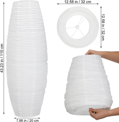 Toyvian Lamp Shade: Foldable White Paper Floor Lampshade for Standing Floor Lamp Replacement, Soft Light Diffuser for Bedroom Living Room Decor, Easy Install (43.31"W x 7.87"H)
