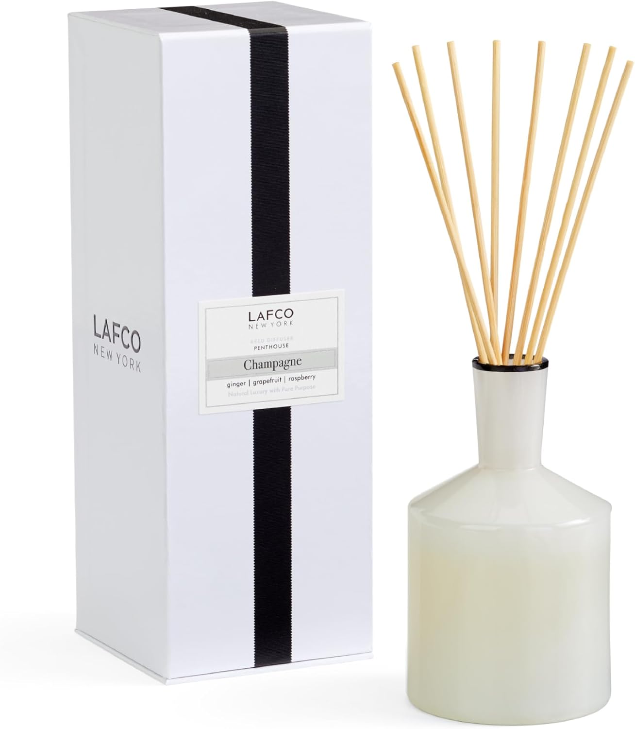 LAFCO New York Classic Reed Diffuser, Sea & Dune - 6 oz - Up to 3 Months Fragrance Life - Reusable Glass Vessel - Natural Wood Reeds - Made in The USA