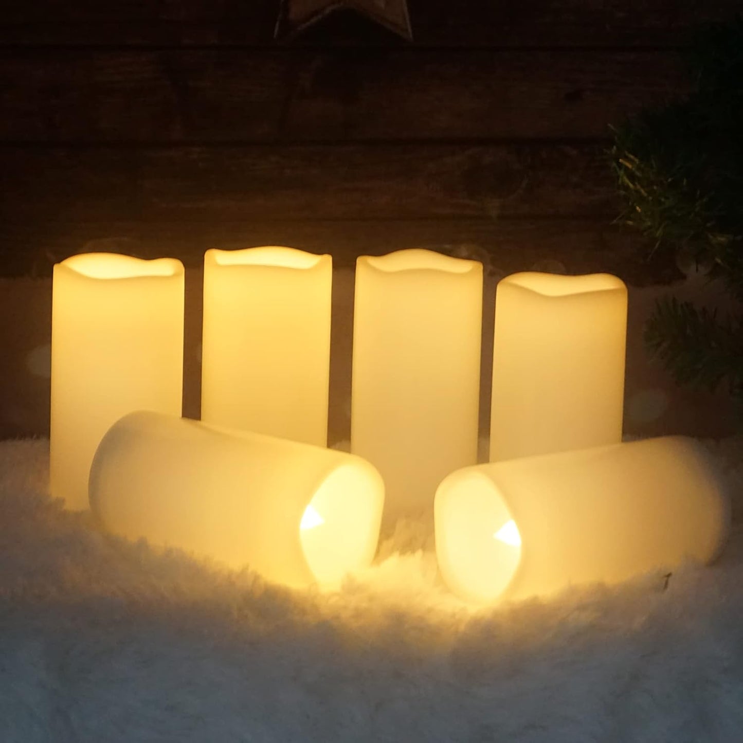 CANDLE CHOICE Waterproof Outdoor Battery Operated Flameless Candles with Remote Timer Plastic Flickering Fake Electric LED Pillars for Lantern Garden Wedding Christmas Decorations 3x4 Inches 3 PCS
