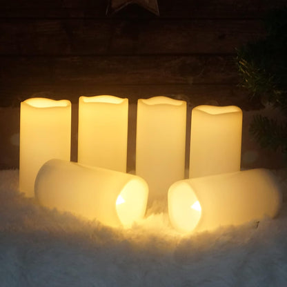 CANDLE CHOICE Waterproof Outdoor Battery Operated Flameless Candles with Remote Timer Plastic Flickering Fake Electric LED Pillars for Lantern Garden Wedding Christmas Decorations 3x4 Inches 3 PCS