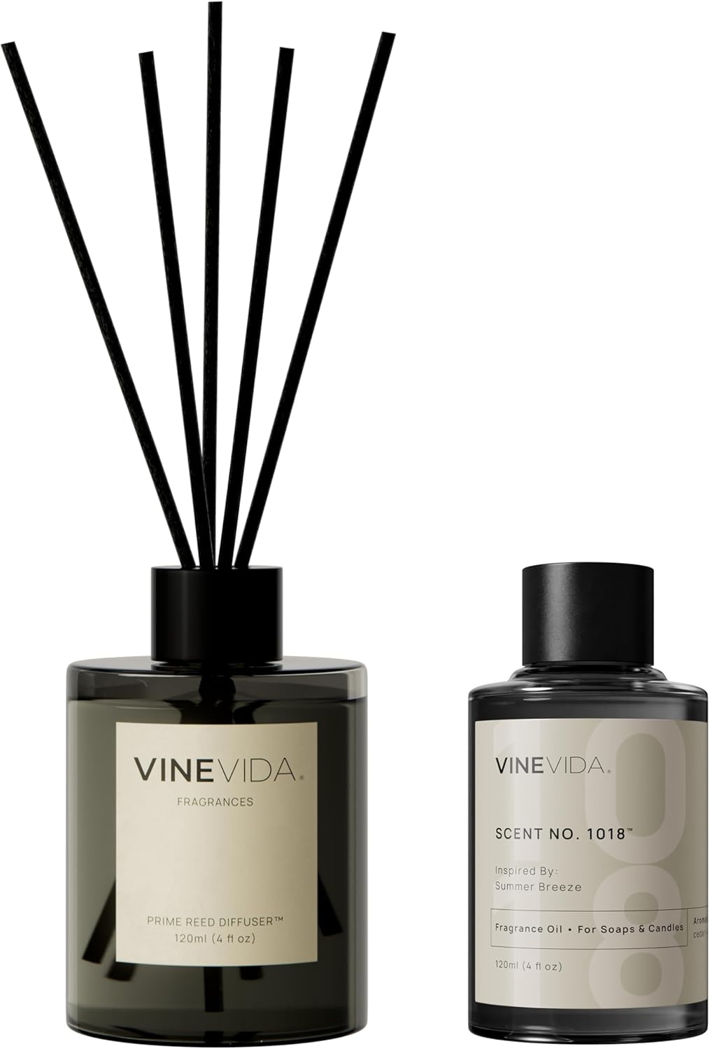 VINEVIDA | White Tea & Sage | Reed Diffuser for Home & Bathroom | Long-Lasting Scent Sticks Set | Oil Stick Diffuser | Bathroom Scent